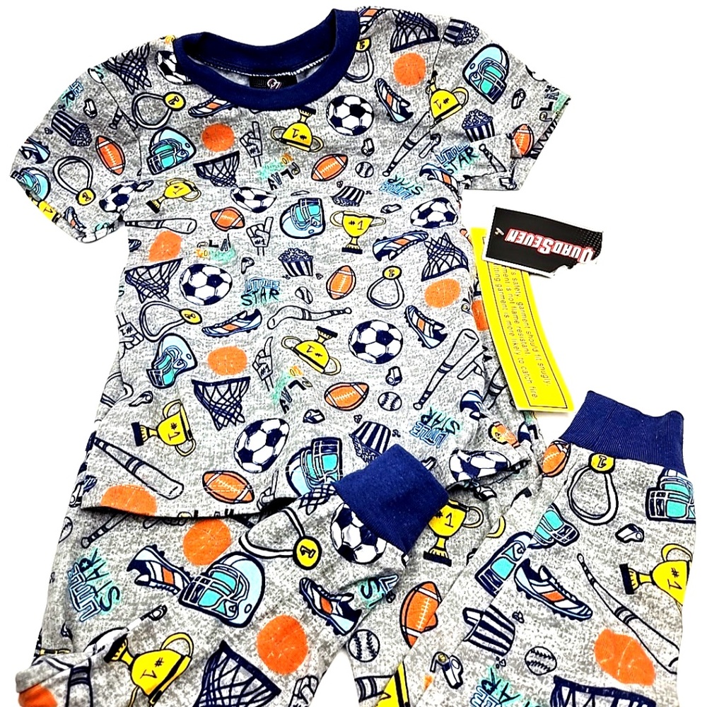 Quad Seven Pajama Set Size 5/6 Boys Matching 2pc Set Sports Top Pants Sleepwear